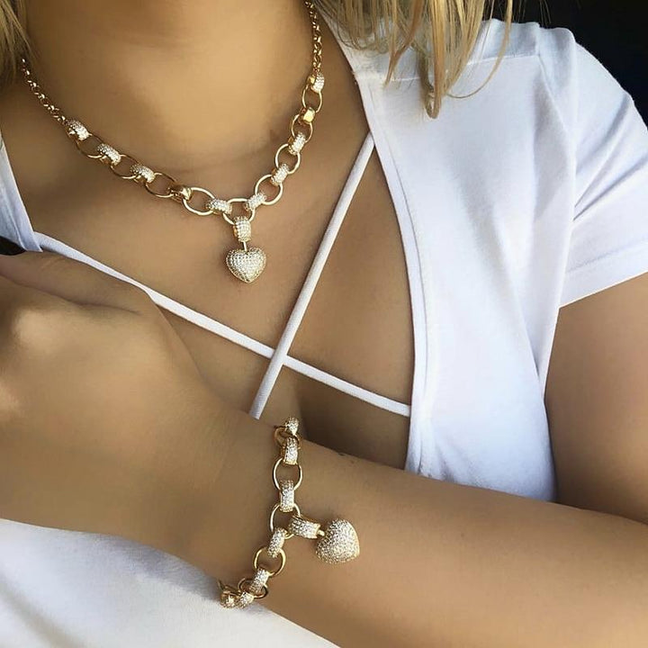 Stylish Zirconia Jewellery Set - Elisette-Gold-Nora Luxe