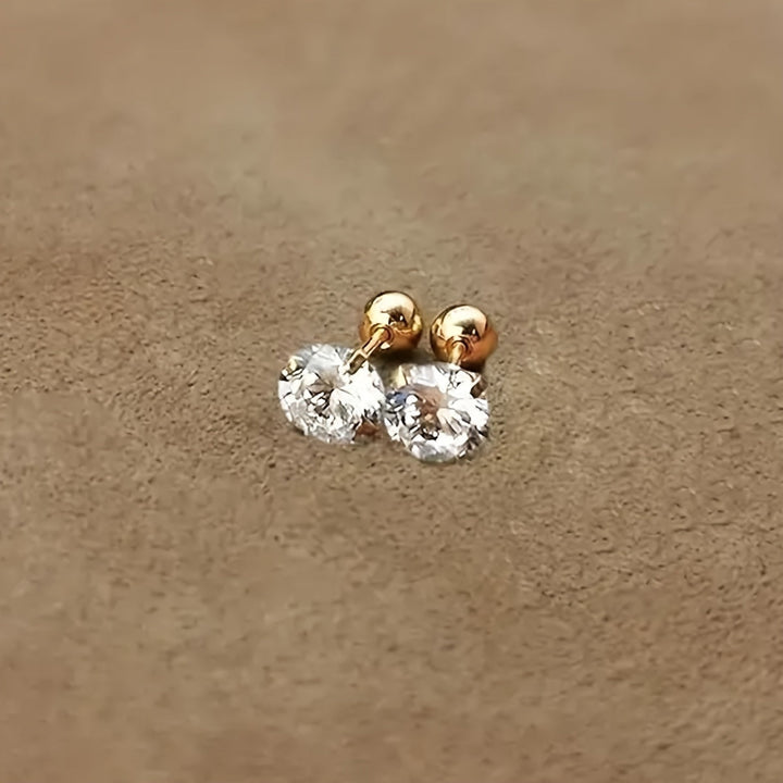 Stylish Zirconia Stud Earrings made of Titanium Steel - Lumen-0.20 IN 1 Pair-Nora Luxe
