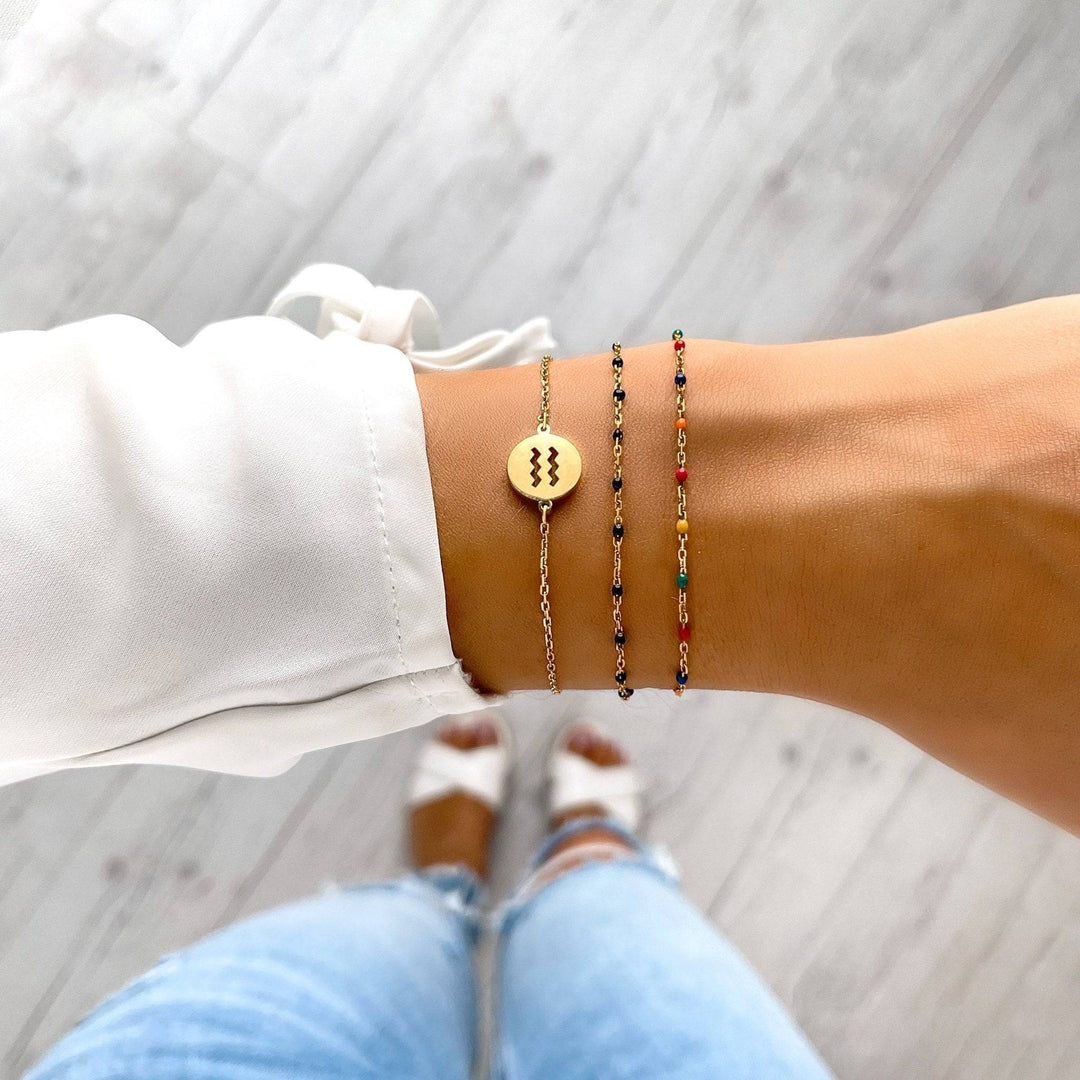 Stylish Zodiac Bracelet - Lyra-Gold-Aquarius-Nora Luxe