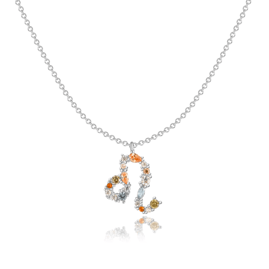 Stylish Zodiac Necklace - Celestia-Silver-Lion-Nora Luxe