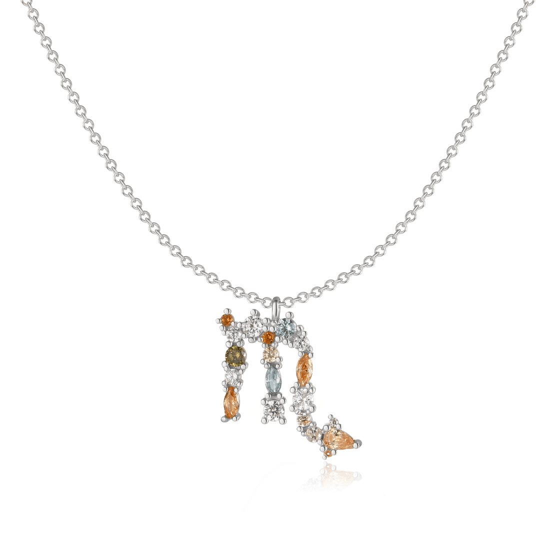 Stylish Zodiac Necklace - Celestia-Silver-Scorpio-Nora Luxe