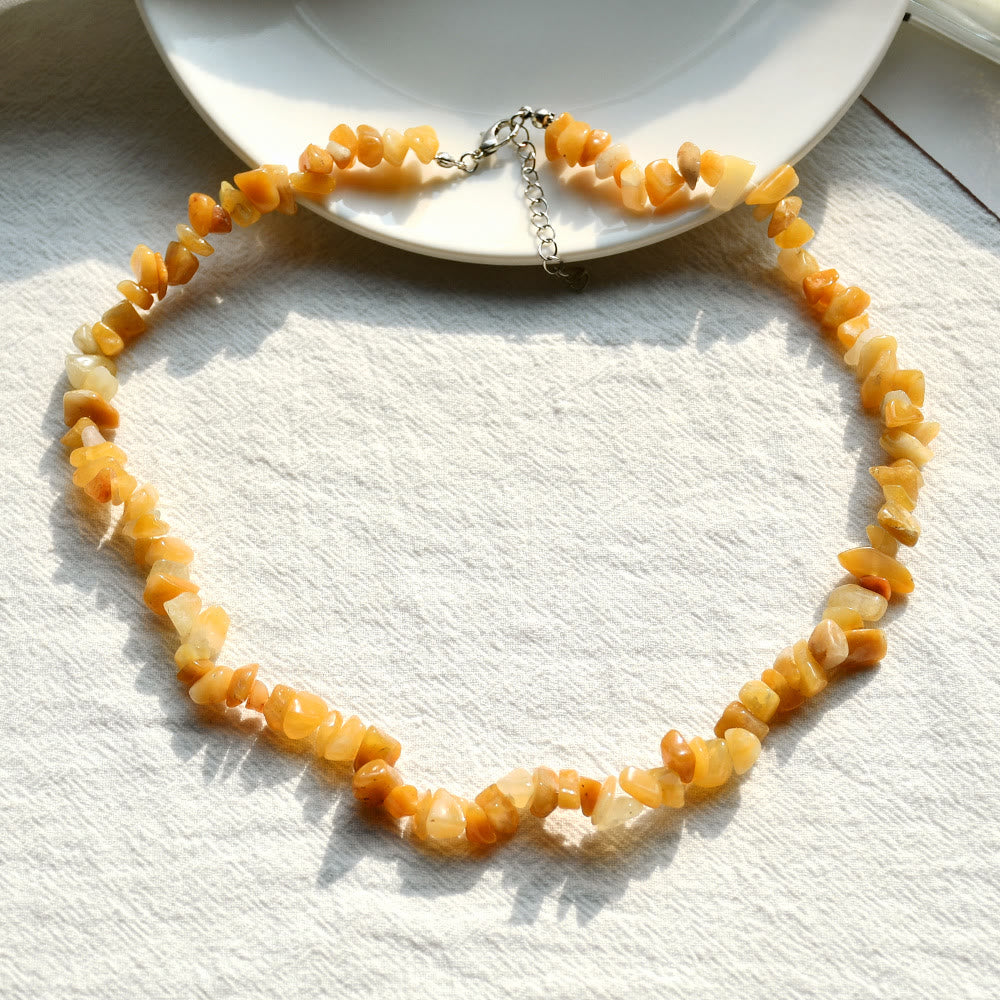Stylishly Shaped Polished Crystal Necklace - Lina-Yellow Jade-Nora Luxe