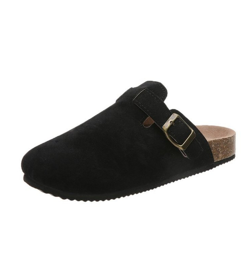 Suede Adjustable Buckle Slip-On Shoes - Summit-Black-2.5-Nora Luxe