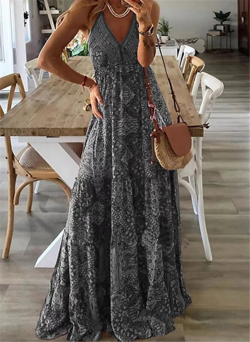 Summer Boho Maxi Dress with Floral Print – Isabella-Gray-S-Nora Luxe