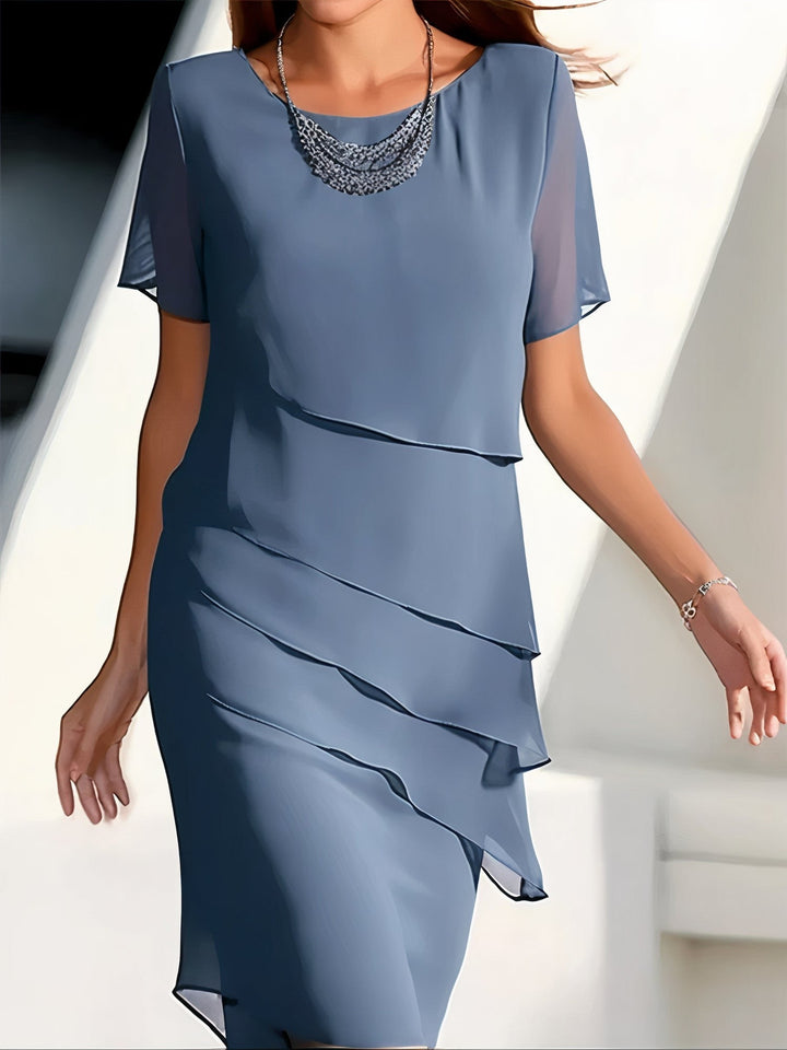 Summer chiffon dress – Mirella-Blue-S-Nora Luxe