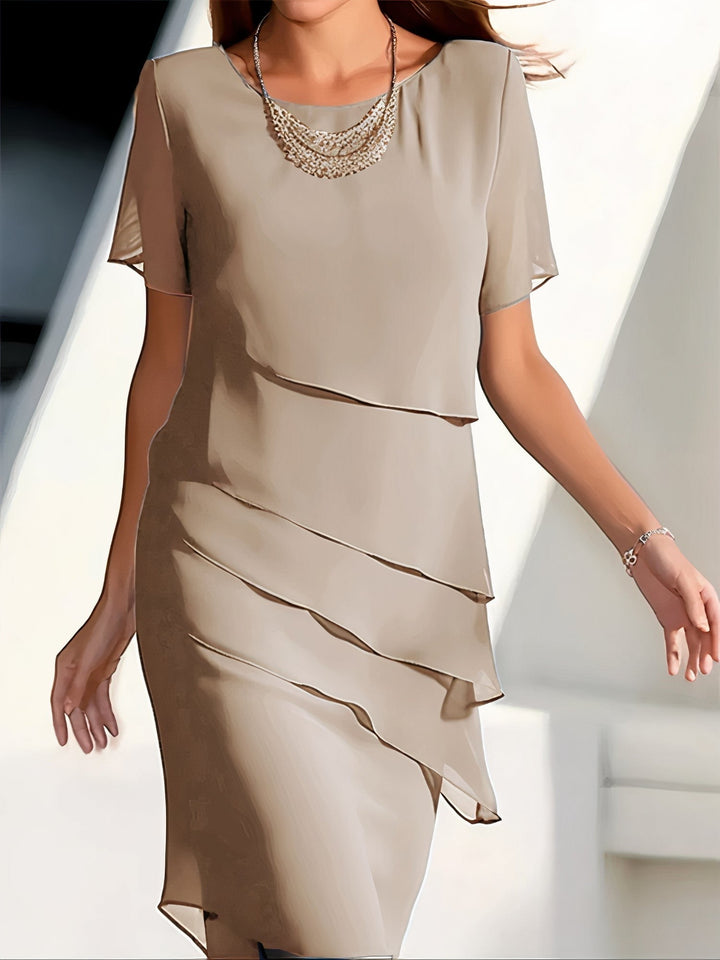 Summer chiffon dress – Mirella-Khaki-S-Nora Luxe