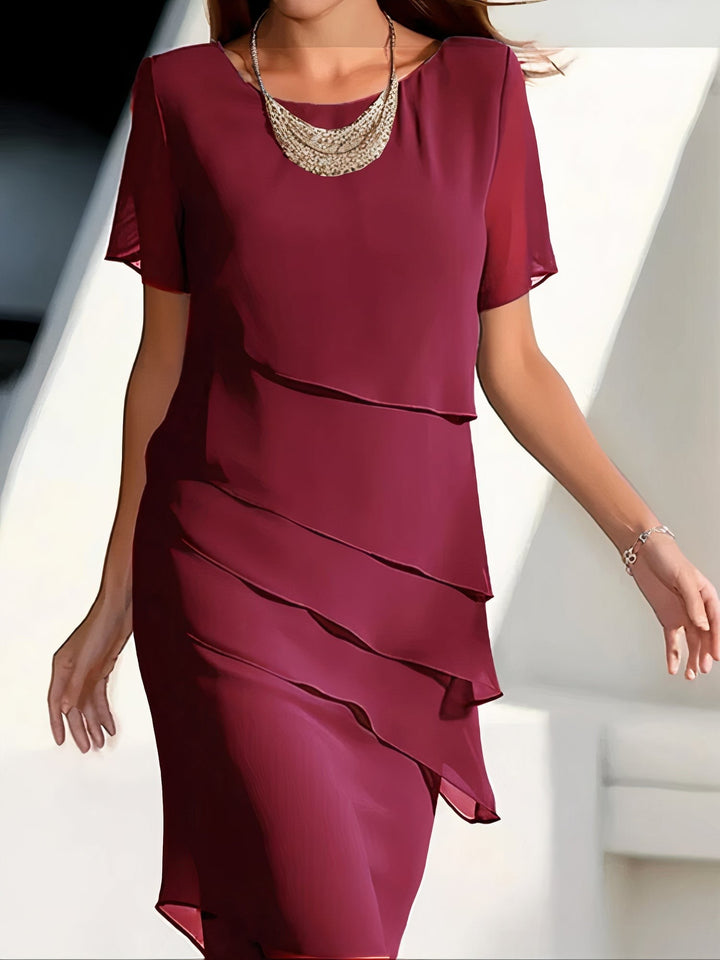 Summer chiffon dress – Mirella-Red-S-Nora Luxe