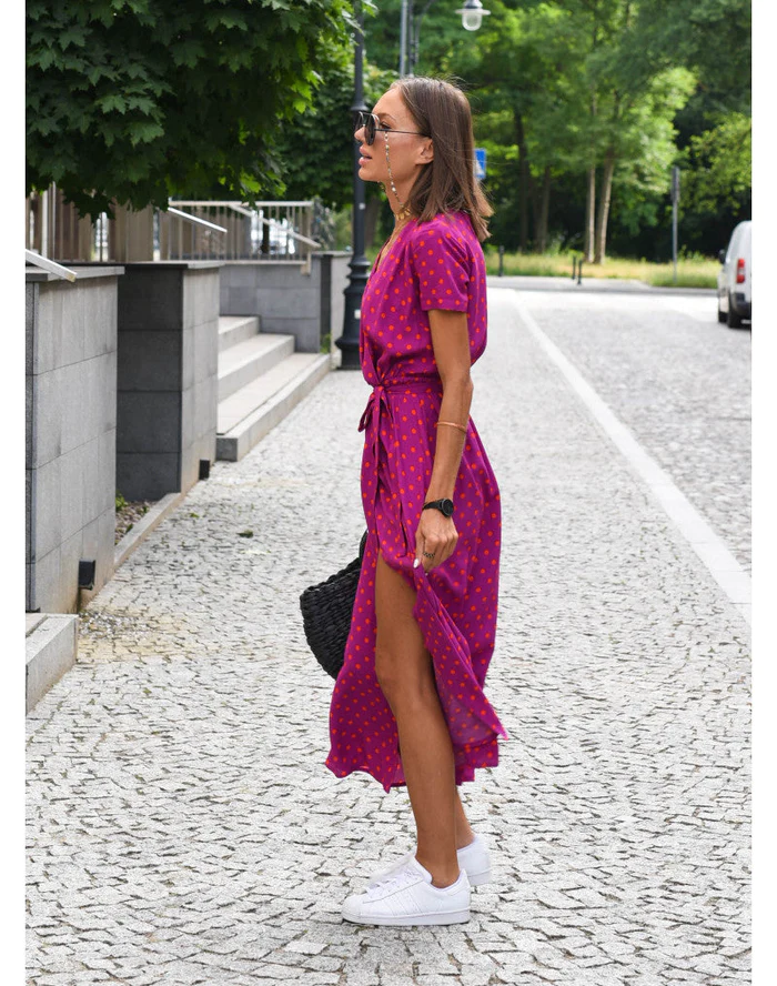 Summer dress with floral pattern - Noëlle-Pink/Orange-S-The Livary