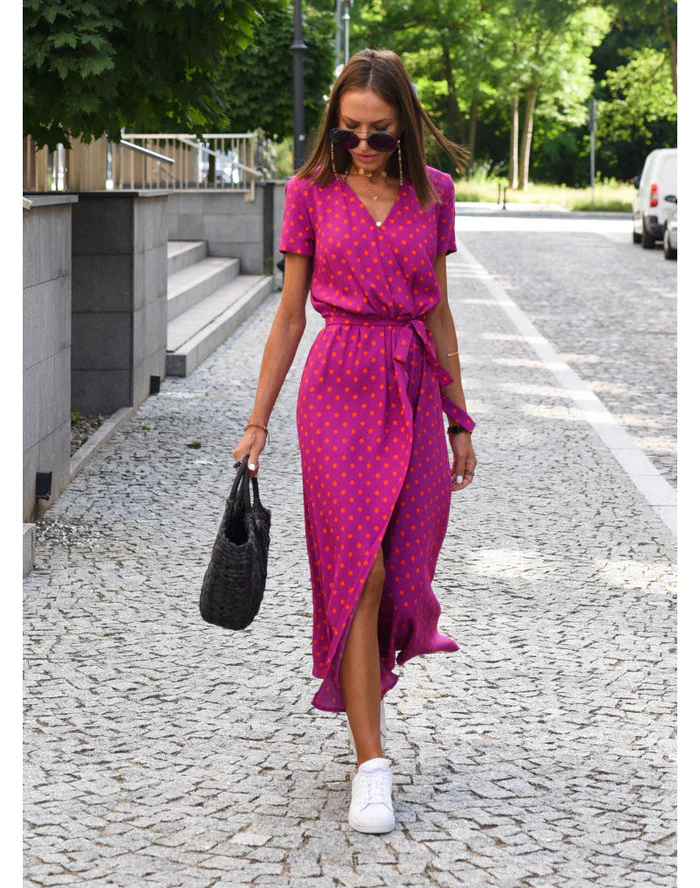 Summer dress with floral pattern - Noëlle-Red/Blue-S-The Livary