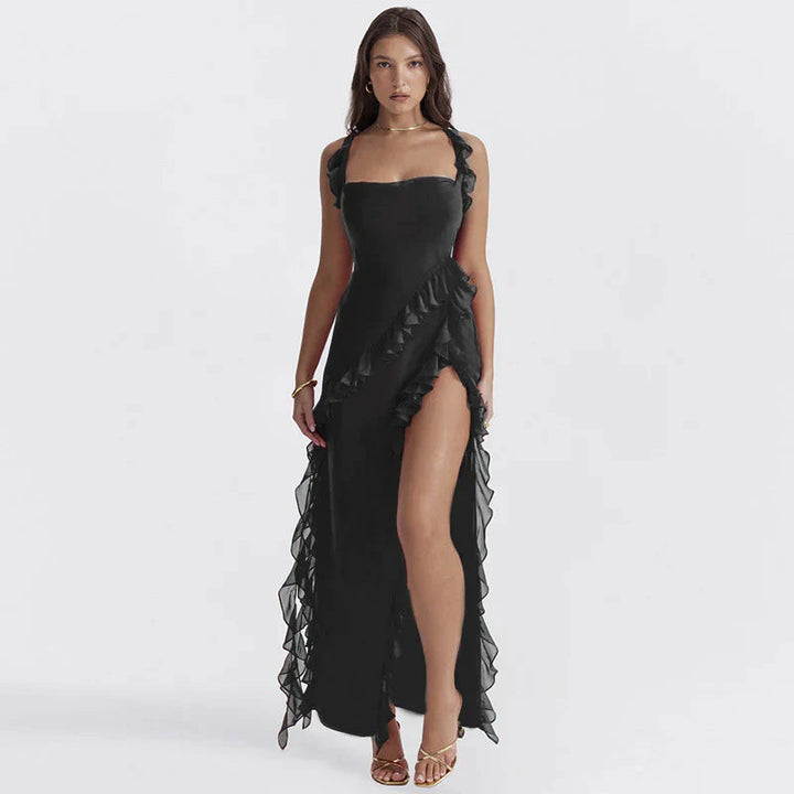 Summer dress with Ruffles – Amara-Black-S-The Livary