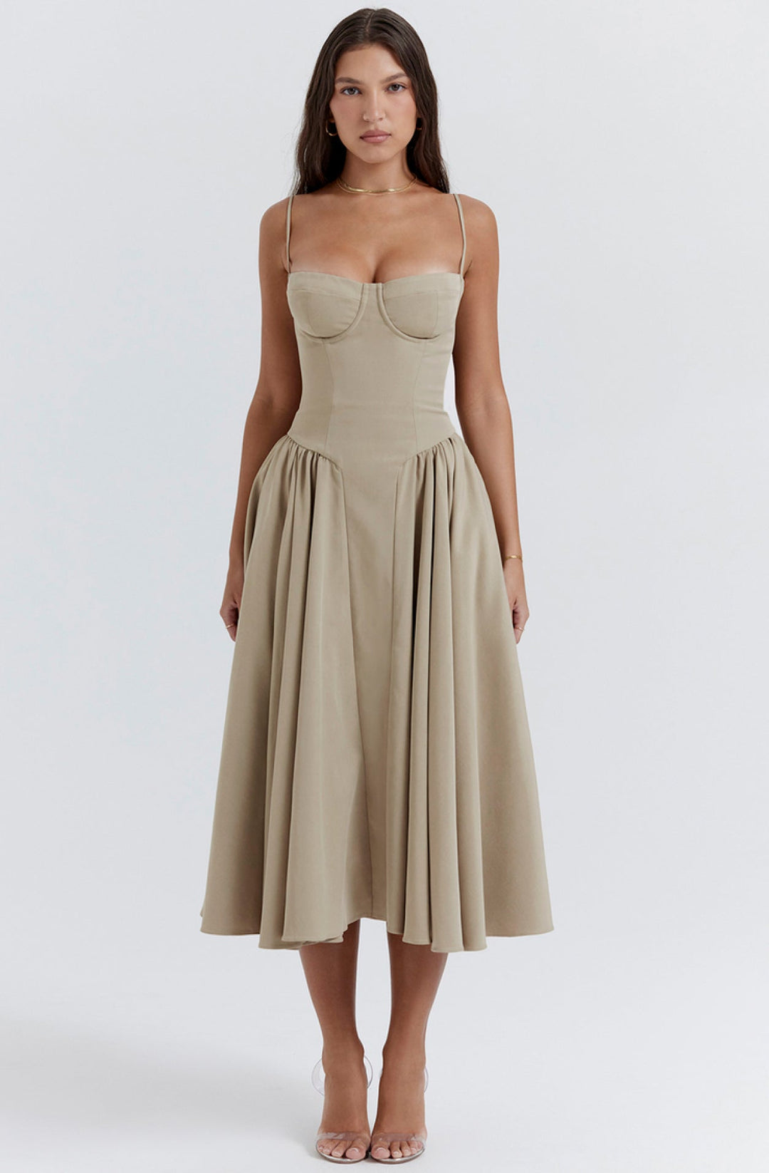 Summer dress with Sweetheart Neckline – Elvira-Blue-S-The Livary