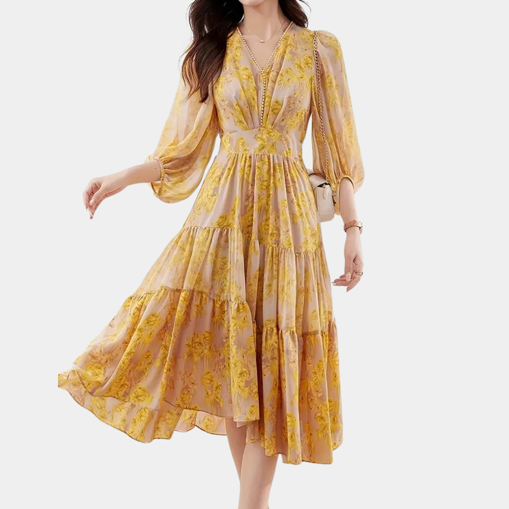 Summer Flower Dress with Stretch Fabric – Maëlle-S-State of Style
