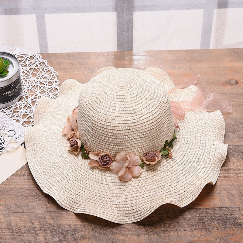 Summer hat with floral pattern – Liora-Milk white-The Livary