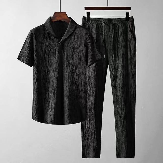 Summer Linen Set for Men - Arion-Black-S-Nora Luxe