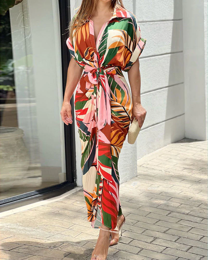 Summer Maxi Dress with Collar and Pleats – Mirella-S-State of Style