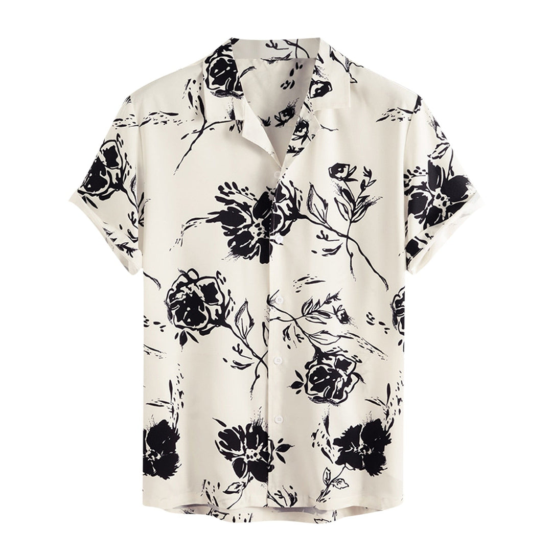 Summer shirt for men with tropical flair - AlohaVibes-Beige-M-The Livary