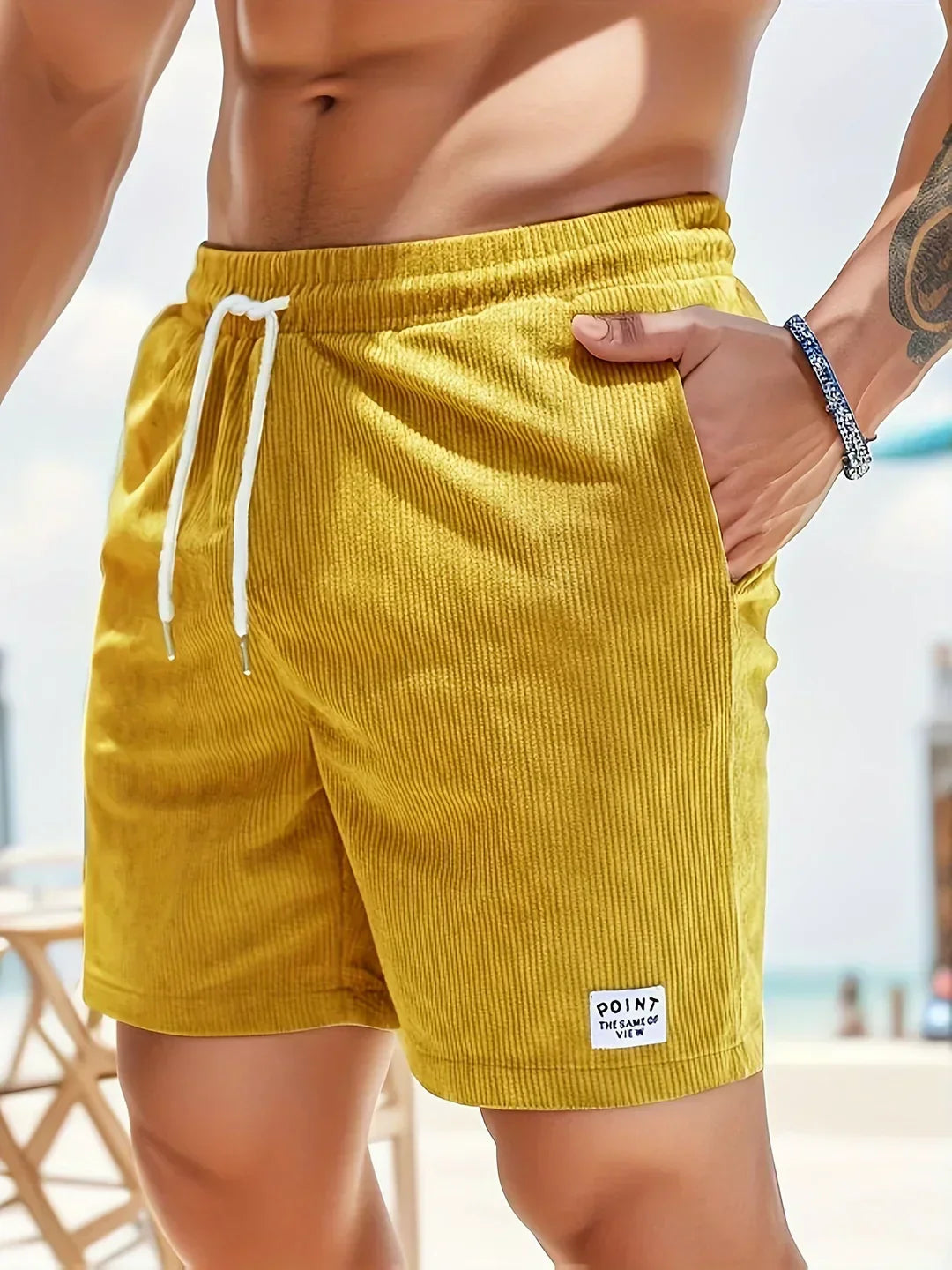 Summer shorts with stripes for men – Tarek-Earth colours-S-The Livary