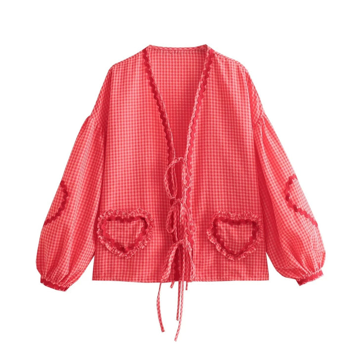Summer women's top with a relaxed fit – Pia-Red-S-The Livary