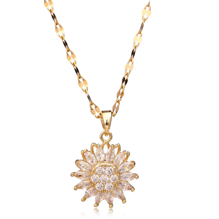 Sunflower Spin Duo Necklace | Elegant and Versatile Jewellery-Gold-Nora Luxe
