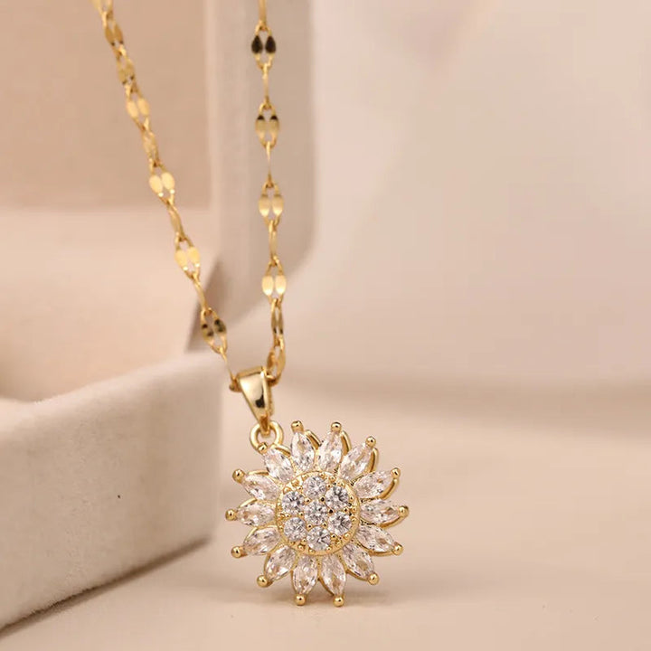 Sunflower Spin Duo Necklace | Elegant and Versatile Jewellery-Silver-Nora Luxe