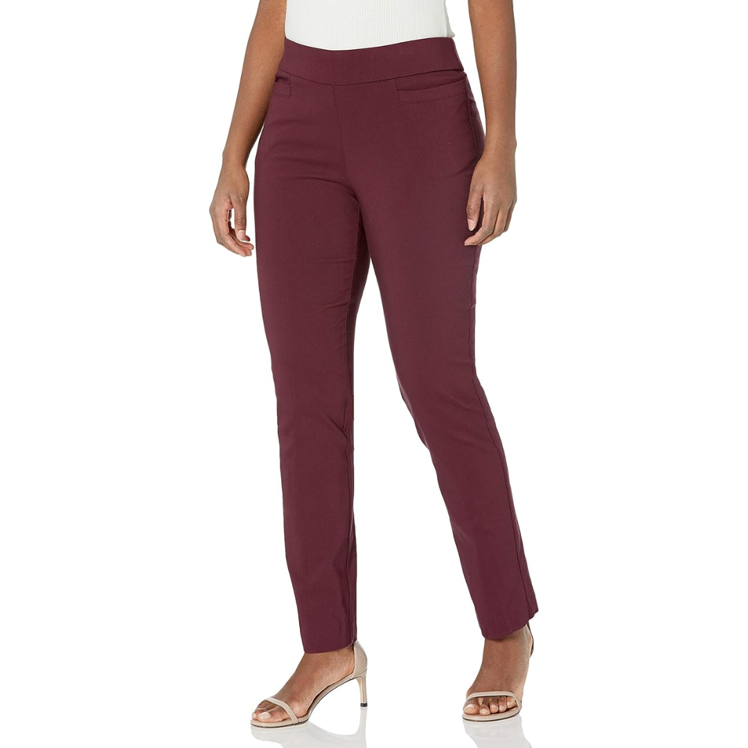 Super Stretch Career Trousers with Welt Pockets - Ilona-Bordeaux-6 Short-Nora Luxe