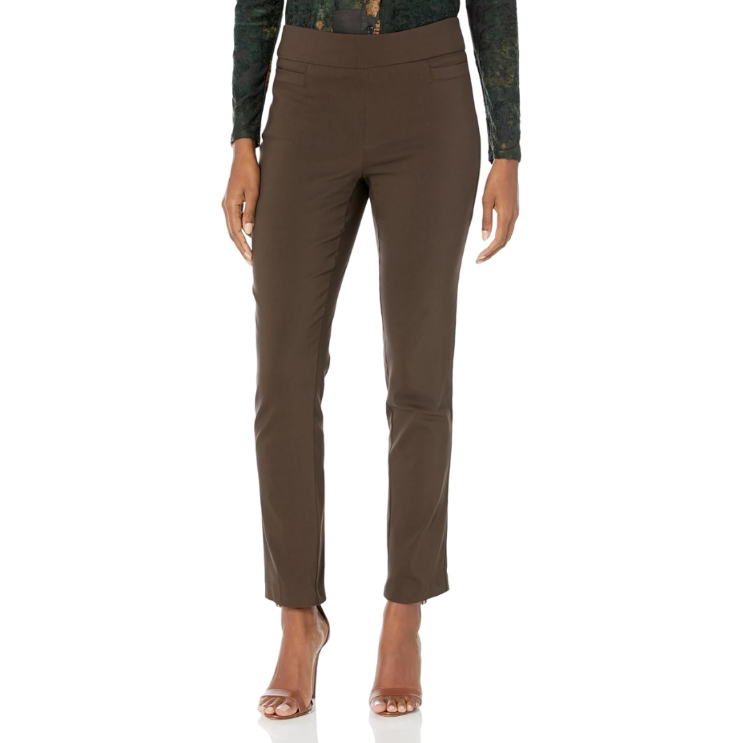 Super Stretch Career Trousers with Welt Pockets - Ilona-Brown-6 Short-Nora Luxe
