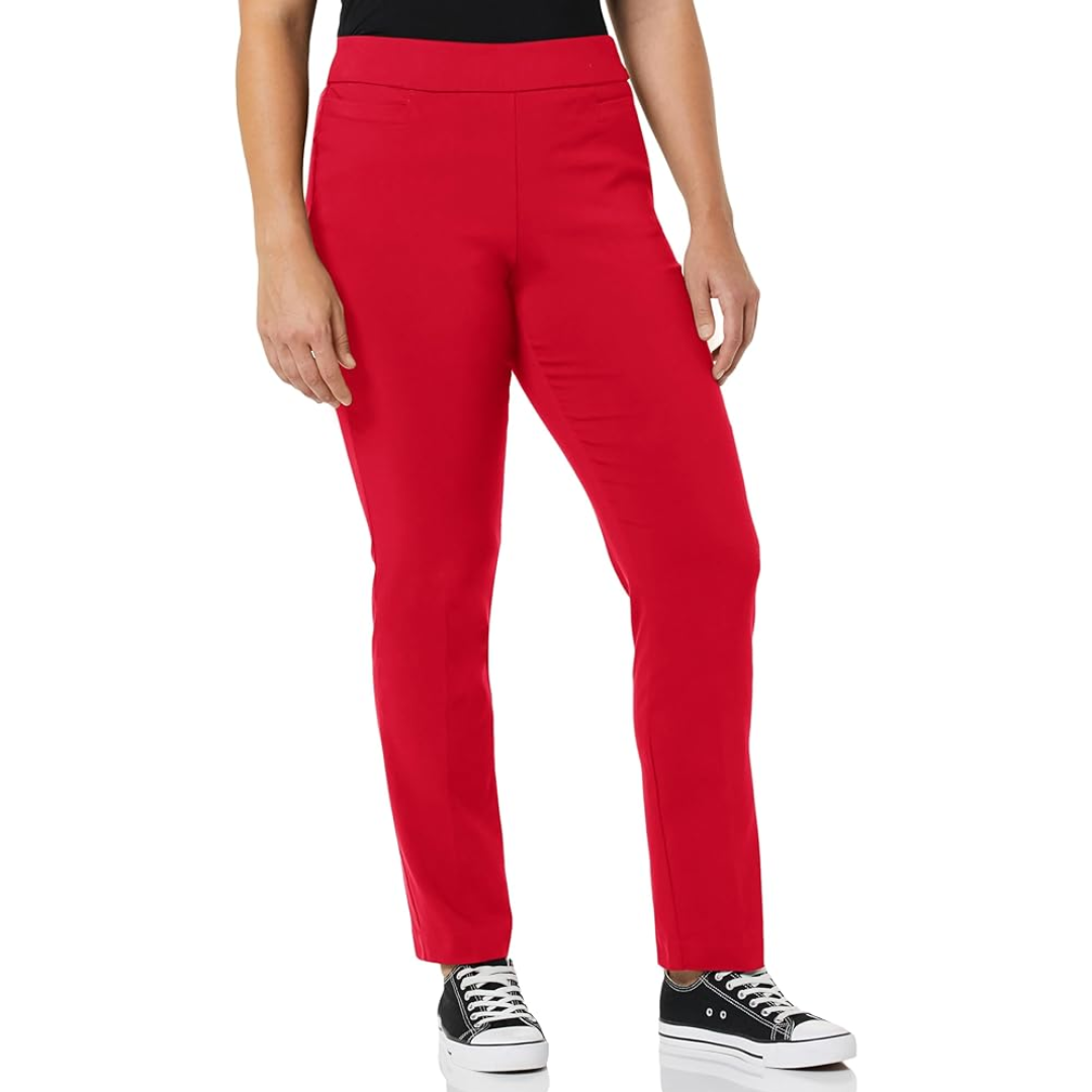 Super Stretch Career Trousers with Welt Pockets - Ilona-Red-6 Short-Nora Luxe