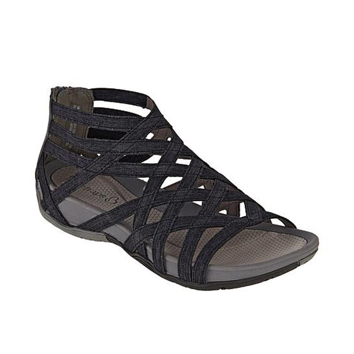 Sweat-absorbing comfort sandals for women – Lorena-Black-4.5-Nora Luxe