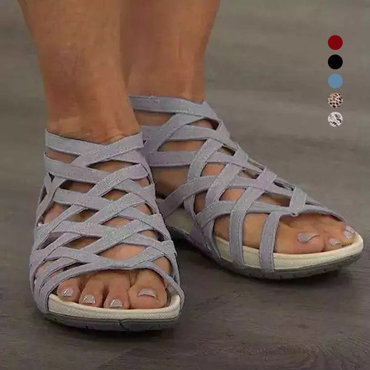 Sweat-absorbing comfort sandals for women – Lorena-Bright leopard print-4.5-Nora Luxe