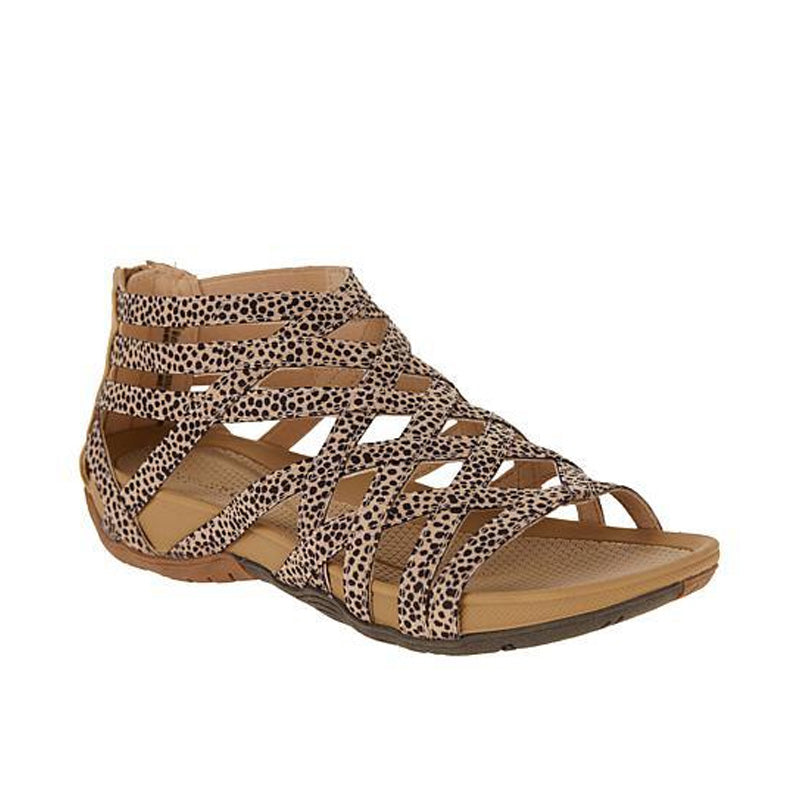 Sweat-absorbing comfort sandals for women – Lorena-Dark leopard print-4.5-Nora Luxe