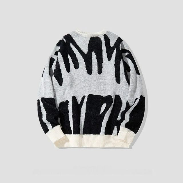 Sweater with Bold Abstract Pattern - Tobias-Gray-XS-Nora Luxe