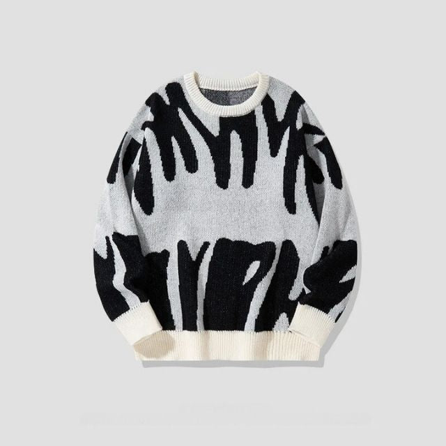 Sweater with Bold Abstract Pattern - Tobias-Gray-XS-Nora Luxe