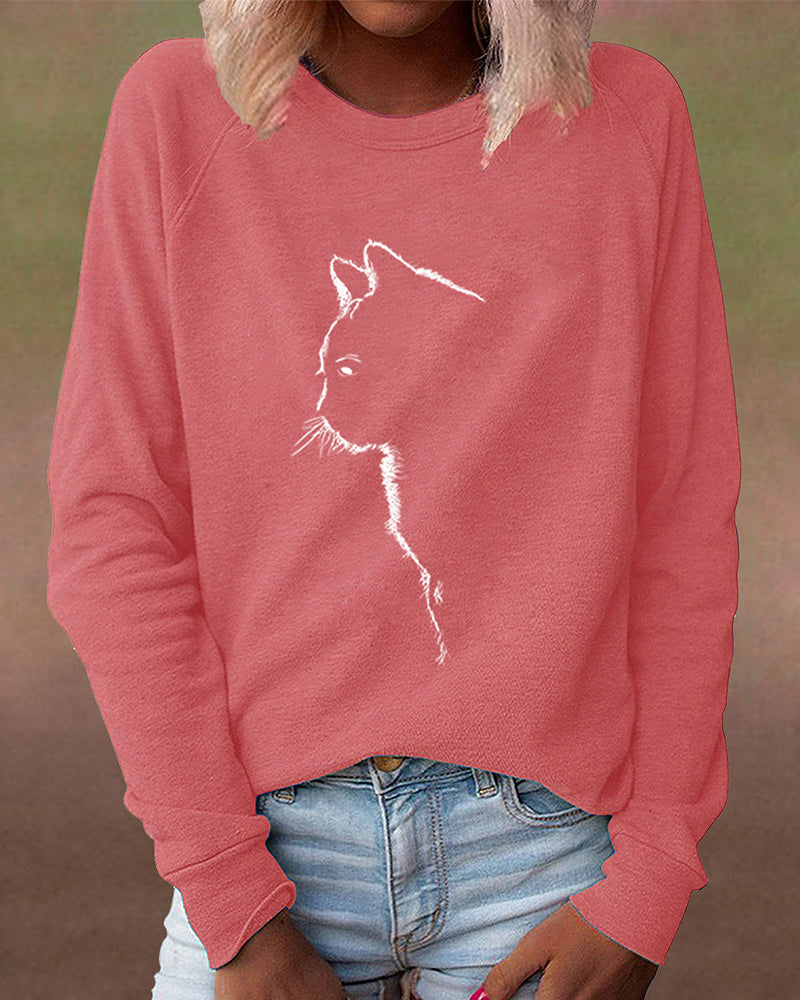 Sweatshirt with Cat Print - Paws-Black-S-Nora Luxe