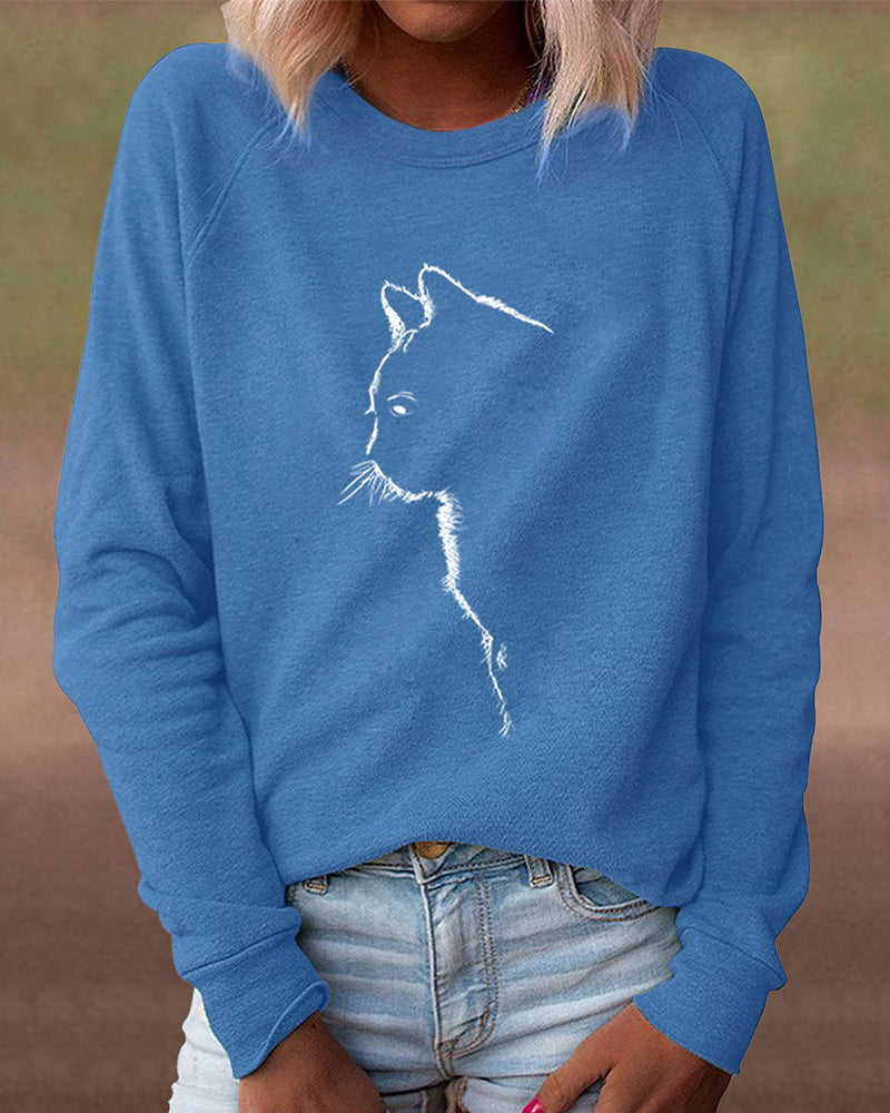 Sweatshirt with Cat Print - Paws-Black-S-Nora Luxe
