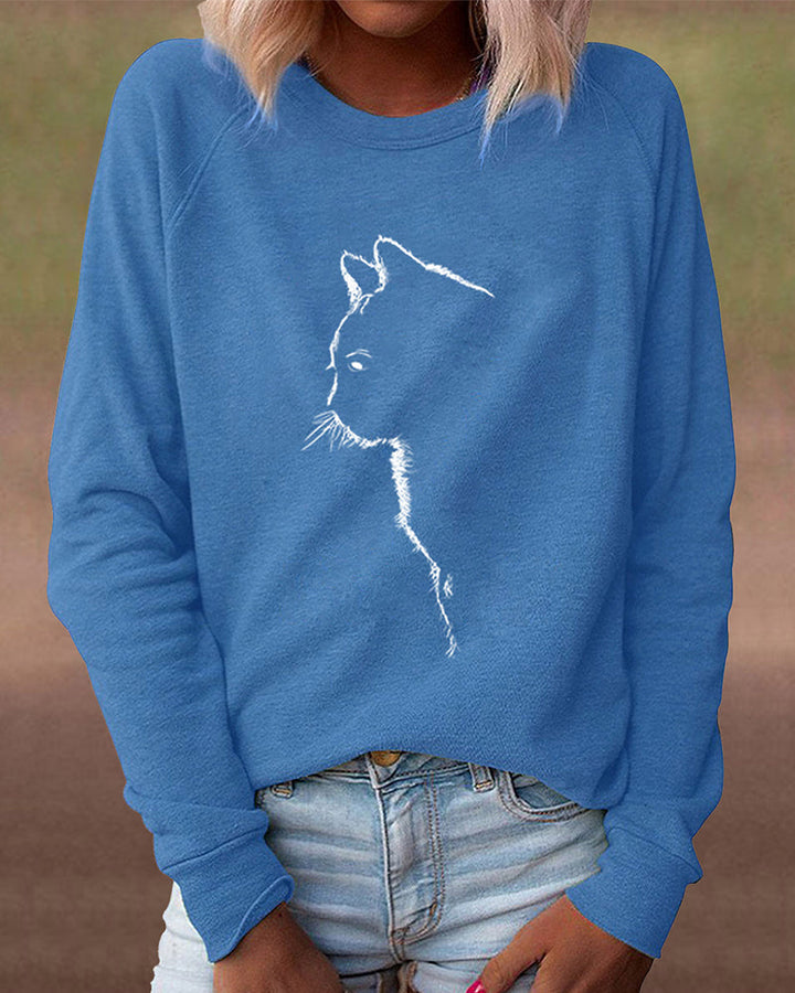 Sweatshirt with Cat Print - Paws-Black-S-Nora Luxe