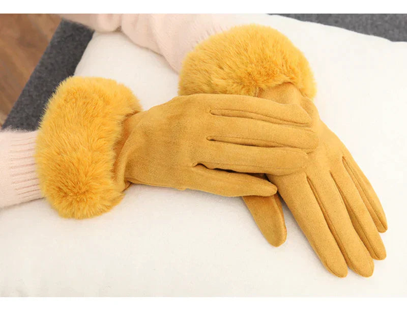 Sweden Gloves with Imitation Fur - VelvetGlam-Bordeaux-Nora Luxe