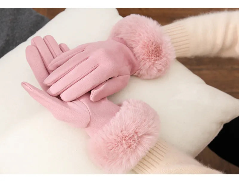 Sweden Gloves with Imitation Fur - VelvetGlam-Bordeaux-Nora Luxe