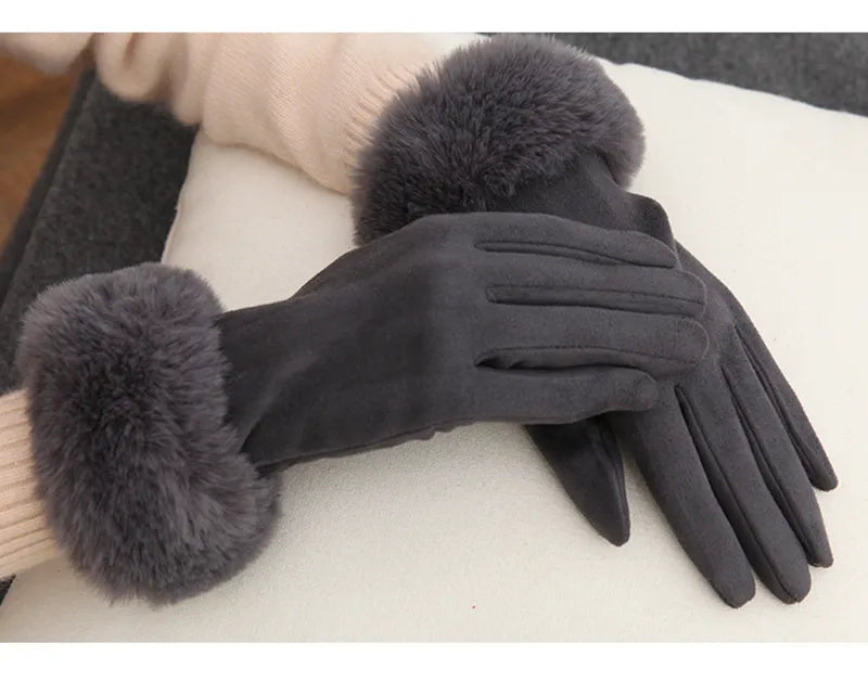 Sweden Gloves with Imitation Fur - VelvetGlam-Bordeaux-Nora Luxe