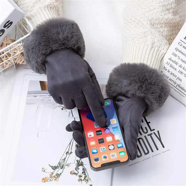 Sweden Gloves with Imitation Fur - VelvetGlam-Bordeaux-Nora Luxe