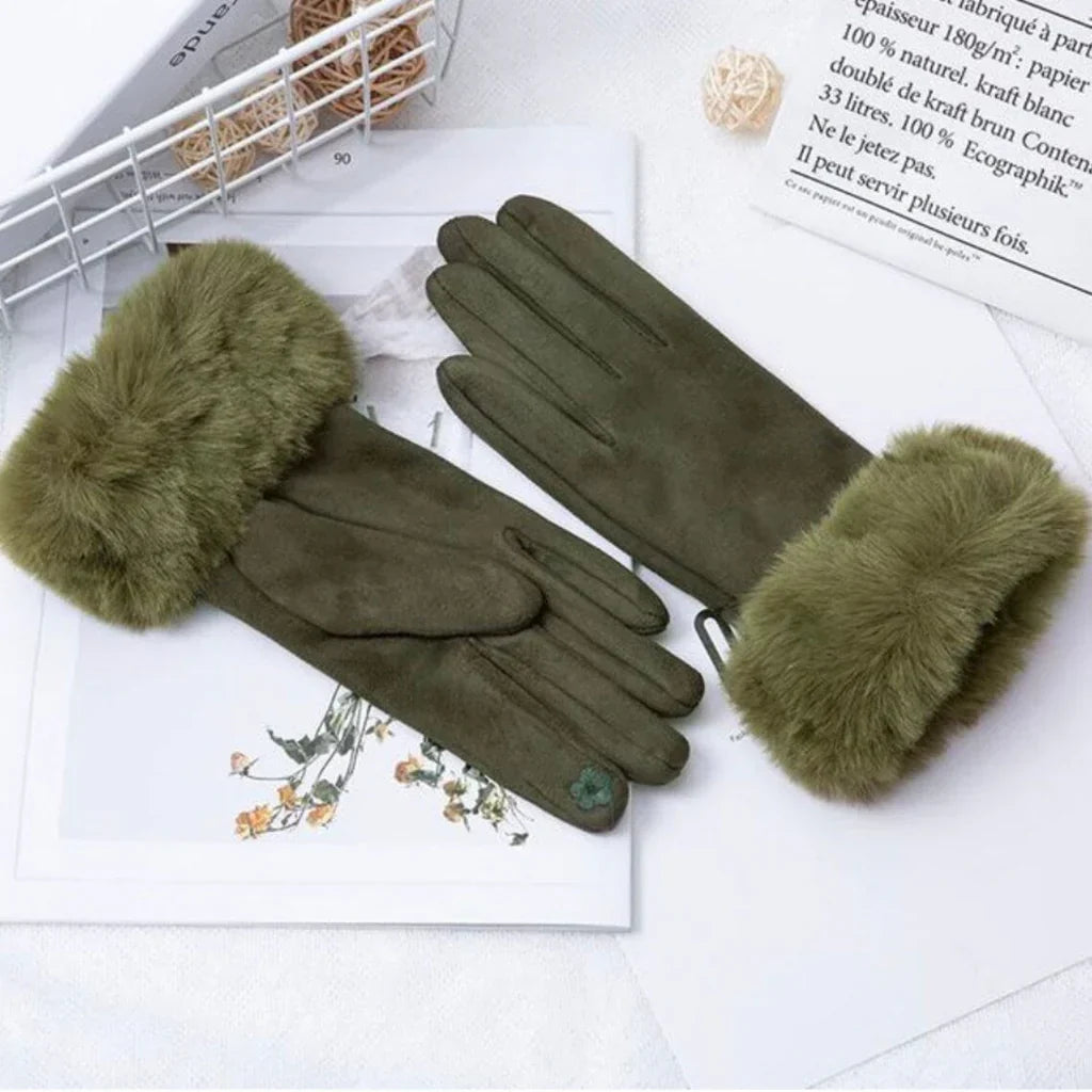Sweden Gloves with Imitation Fur - VelvetGlam-Bordeaux-Nora Luxe