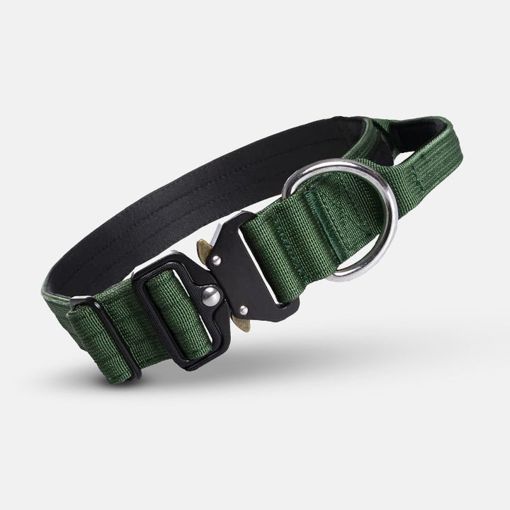 Tactical Dog Collar with Handle - PowerGrip-Green-M-Nora Luxe