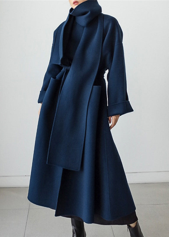 Tailored Wool Ladies Winter Coat - Isabelle-Blue-S-Nora Luxe