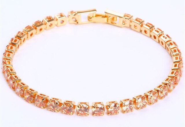 Tennis Necklace and Bracelet Set | Elegant Women's Jewellery-Gold-Champagne-17cm-Nora Luxe