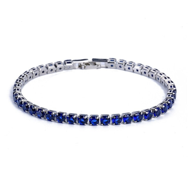 Tennis Necklace and Bracelet Set | Elegant Women's Jewellery-Silver-Blue-17cm-Nora Luxe