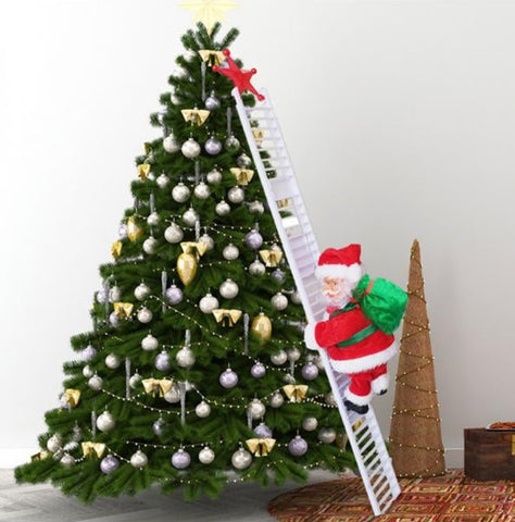 The Musical Santa on the Ladder - SantaClimb-White-Nora Luxe