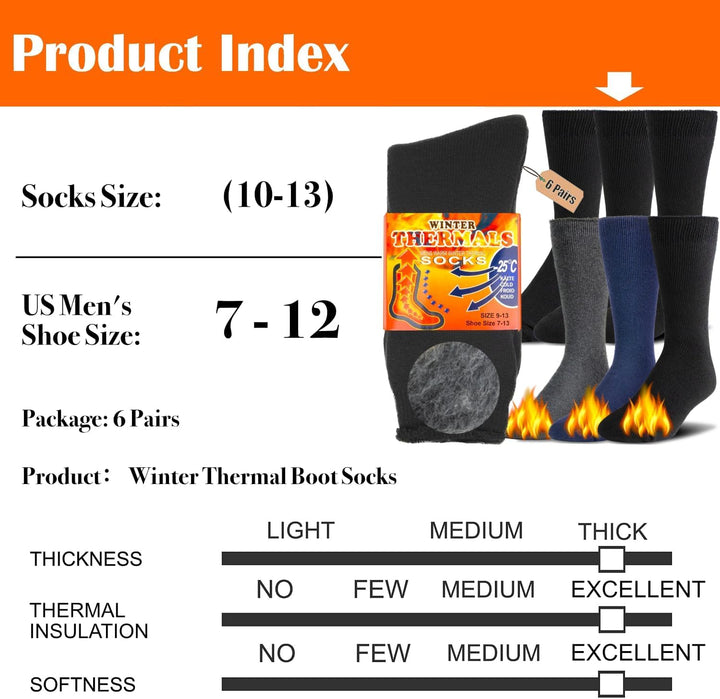 Thermal Cloud Socks for Men - Oliver-6 Pairs of Mixed Colors-Nora Luxe