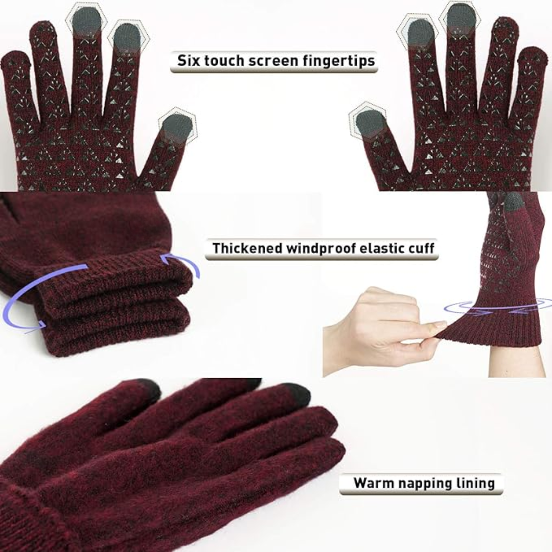 Thermal Touchscreen Winter Gloves - WarmFlex-Black-Nora Luxe