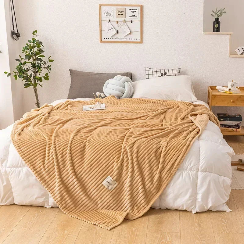 Thick Flannel Autumn Blanket - WarmHaven-Beige-27.56 × 39.37 in-Nora Luxe