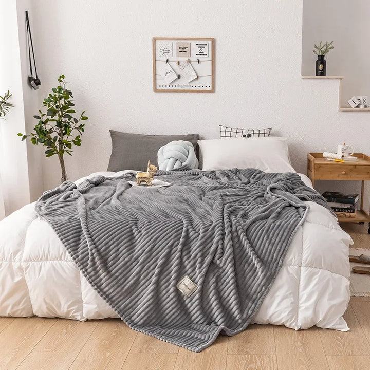 Thick Flannel Autumn Blanket - WarmHaven-Gray-27.56 × 39.37 in-Nora Luxe
