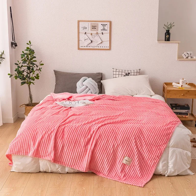 Thick Flannel Autumn Blanket - WarmHaven-Pink-27.56 × 39.37 in-Nora Luxe